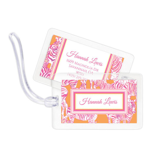 Pink and Orange Zebra Luggage Tags